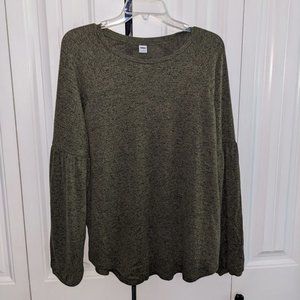 Old Navy Olive Green Belled Sleeves Shirt Womens L